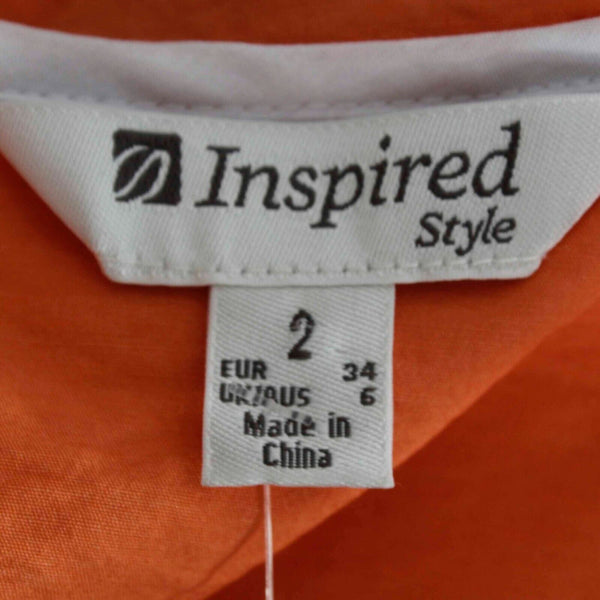 Inspired Style NEW $159 Sz 2 Coral White Faux Pockets Rayon Nylon Dress