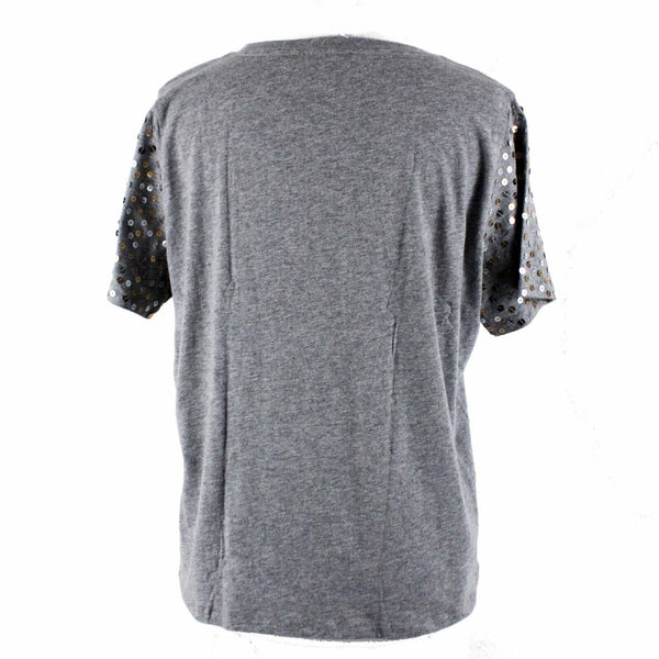 J Crew NEW Sz M Gray Sequin Gold Silver Short Sleeve 100% Cotton Tee Shirt