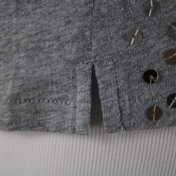 J Crew NEW Sz M Gray Sequin Gold Silver Short Sleeve 100% Cotton Tee Shirt