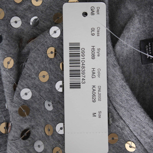 J Crew NEW Sz M Gray Sequin Gold Silver Short Sleeve 100% Cotton Tee Shirt