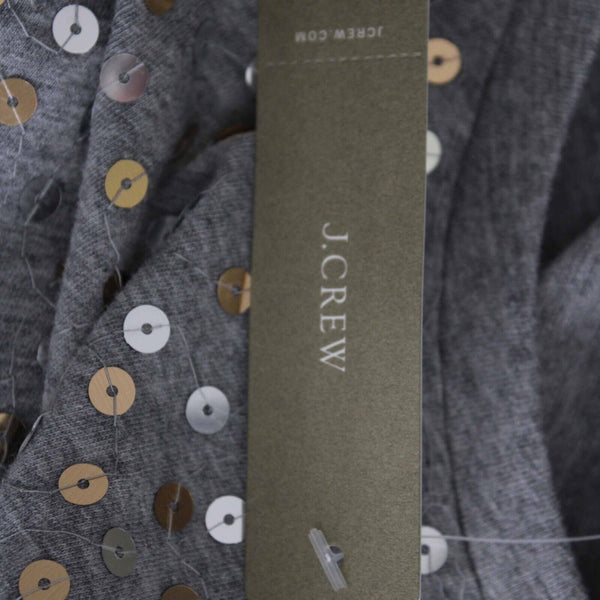 J Crew NEW Sz M Gray Sequin Gold Silver Short Sleeve 100% Cotton Tee Shirt