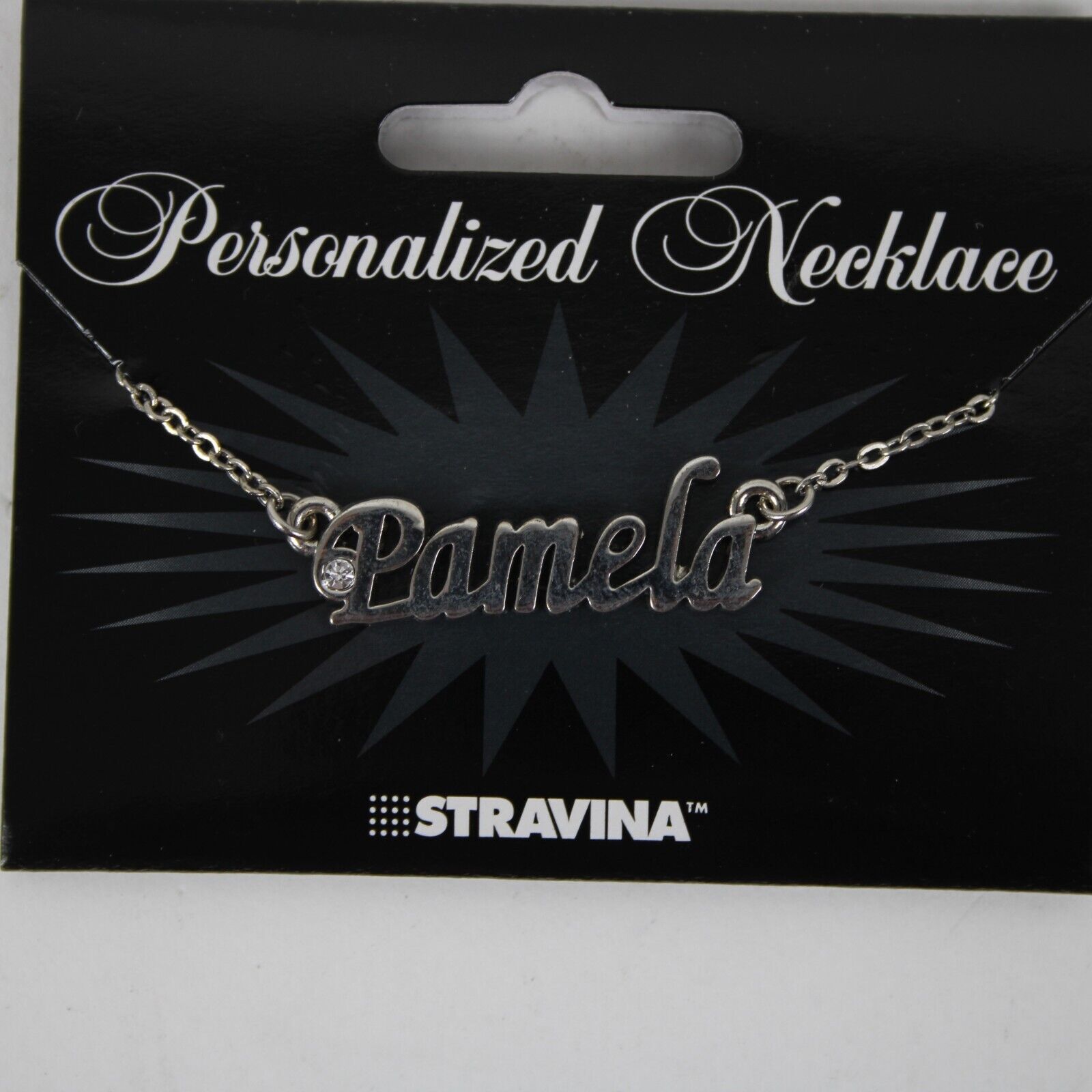 PAMELA NEW Name Silvertone Rhinestone 14.5" w 4.5" Multi Ring Extender Necklace
