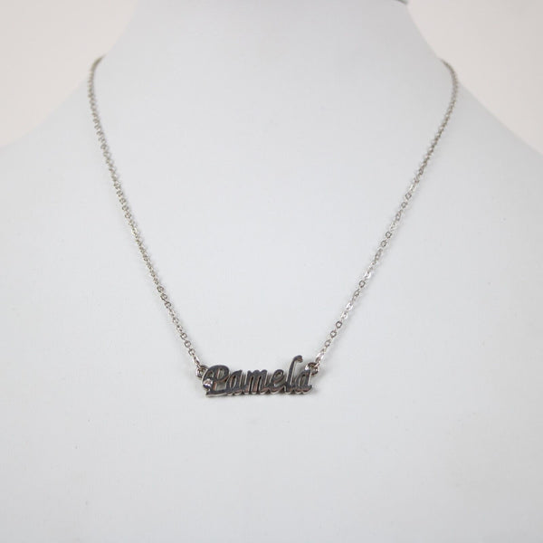 PAMELA NEW Name Silvertone Rhinestone 14.5" w 4.5" Multi Ring Extender Necklace