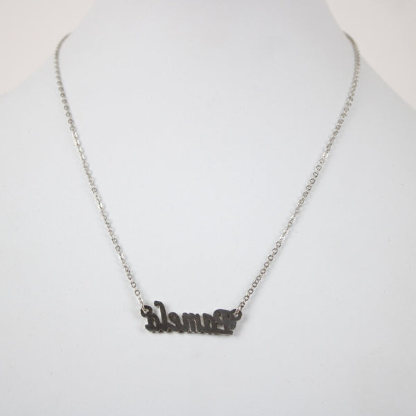 PAMELA NEW Name Silvertone Rhinestone 14.5" w 4.5" Multi Ring Extender Necklace