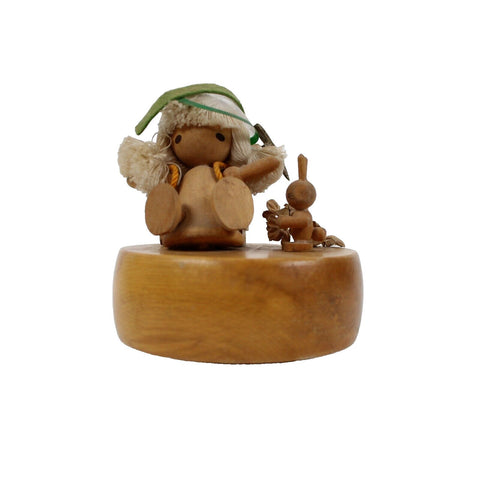 Schmid Wood Girl 4" AS IS Music Box Figurine