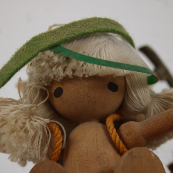 Schmid Wood Girl 4" AS IS Music Box Figurine