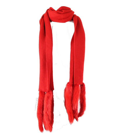 Toula NEW Sz 8 Red 68 x 8 + 8 Fur Tails Multi Ways To Wear Knit Scarf