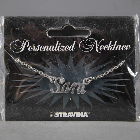 SARA NEW Name Silvertone Rhinestone 14.5" w 4.5" Multi Ring Ext Necklace