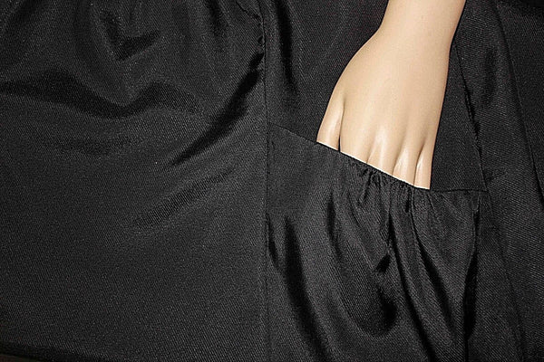 Wyeth Sz L Black Polyester Gathered Front Pockets Skirt