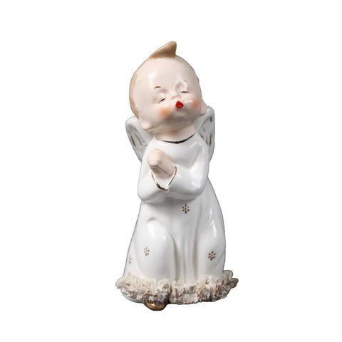 Japan Fine A White Gold Multi Fine Quality Japan 5" Angel Boy Kiss Figurine