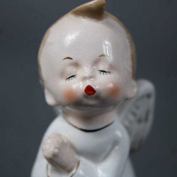Japan Fine A White Gold Multi Fine Quality Japan 5" Angel Boy Kiss Figurine