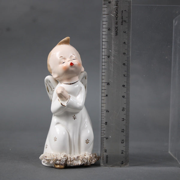 Japan Fine A White Gold Multi Fine Quality Japan 5" Angel Boy Kiss Figurine