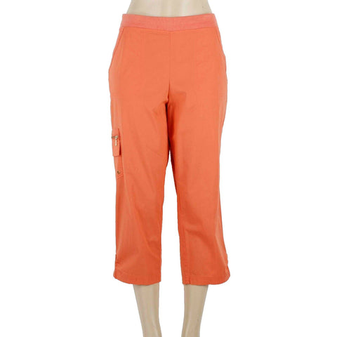 Chicos Zenergy NEW $89 Sz 1 x 22 Orange Cargo Cotton Blend Crop Pant