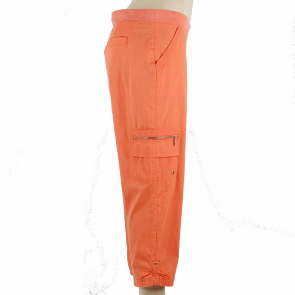 Chicos Zenergy NEW $89 Sz 1 x 22 Orange Cargo Cotton Blend Crop Pant