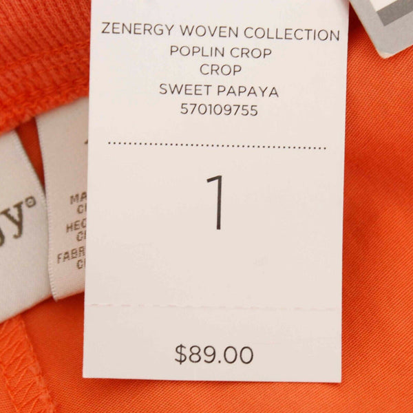 Chicos Zenergy NEW $89 Sz 1 x 22 Orange Cargo Cotton Blend Crop Pant