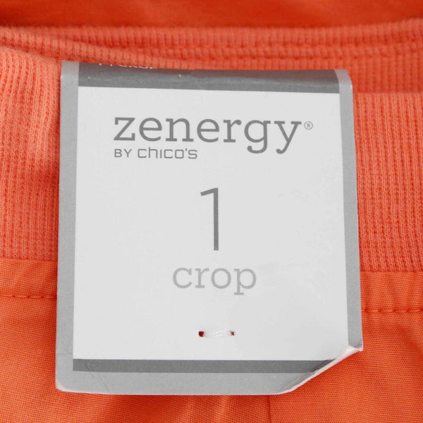 Chicos Zenergy NEW $89 Sz 1 x 22 Orange Cargo Cotton Blend Crop Pant