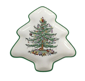 Spode NEW $40 8 x 7 Cream Multi Christmas Tree Shaped Dish