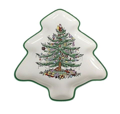 Spode NEW $40 8 x 7 Cream Multi Christmas Tree Shaped Dish
