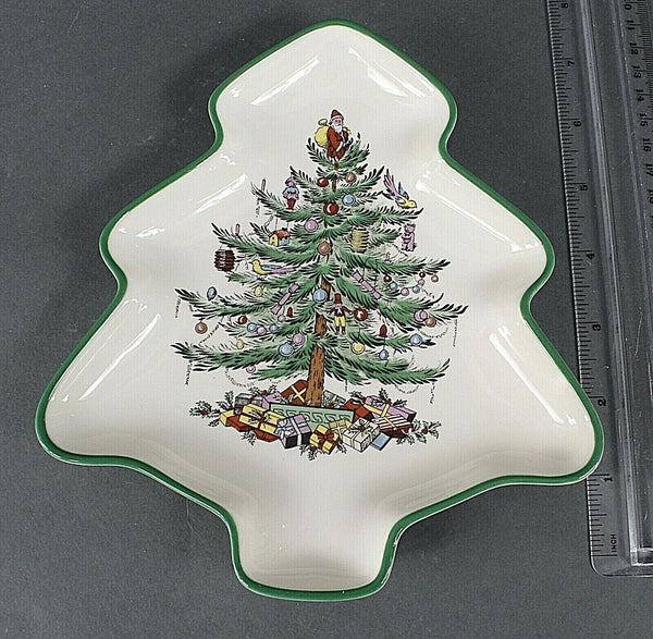 Spode NEW $40 8 x 7 Cream Multi Christmas Tree Shaped Dish