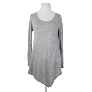 Joie Sz S Gray Silver Metallic Asymmetrical Round Neck Rayon Polyester Top