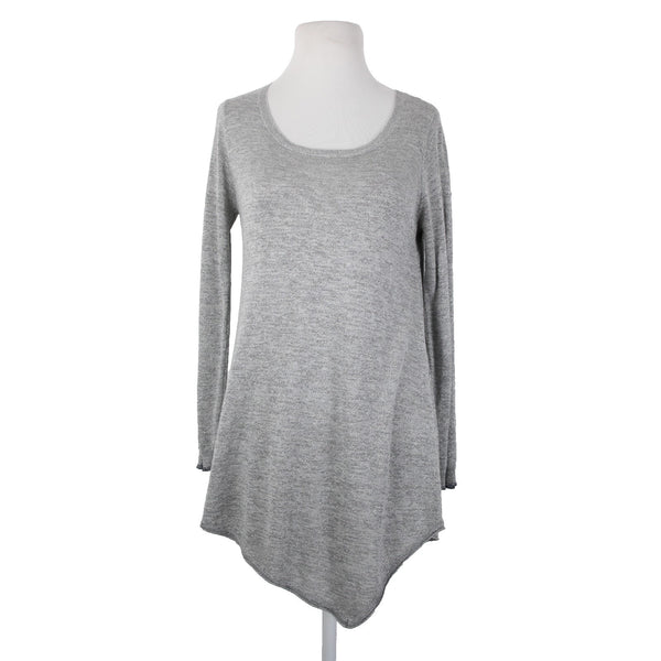 Joie Sz S Gray Silver Metallic Asymmetrical Round Neck Rayon Polyester Top