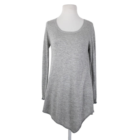 Joie Sz S Gray Silver Metallic Asymmetrical Round Neck Rayon Polyester Top