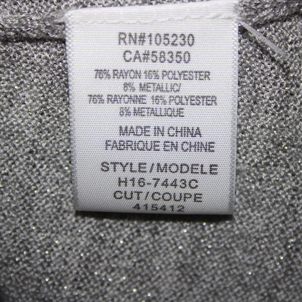 Joie Sz S Gray Silver Metallic Asymmetrical Round Neck Rayon Polyester Top