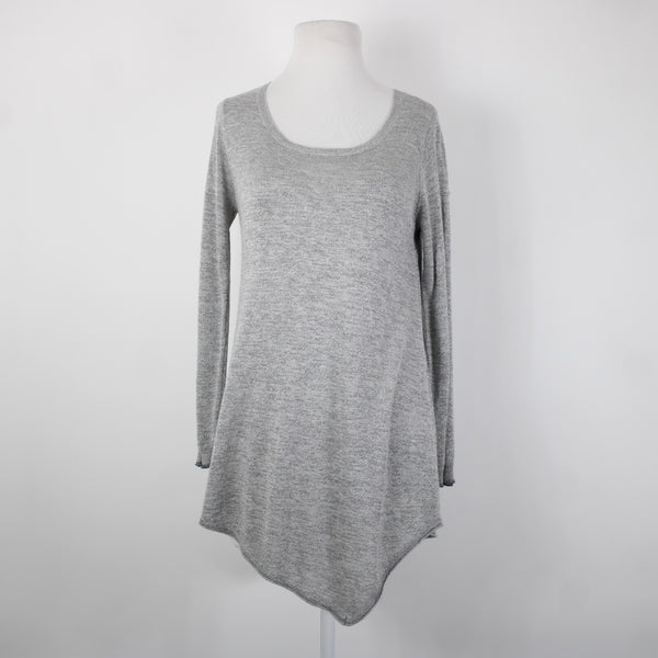 Joie Sz S Gray Silver Metallic Asymmetrical Round Neck Rayon Polyester Top