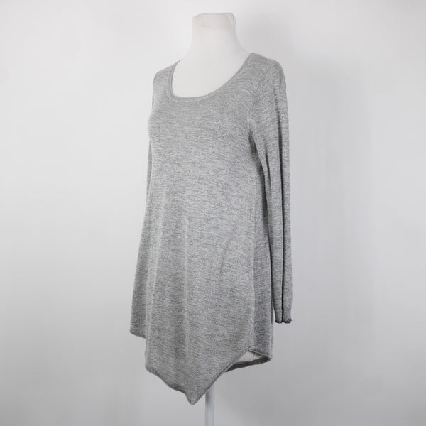 Joie Sz S Gray Silver Metallic Asymmetrical Round Neck Rayon Polyester Top