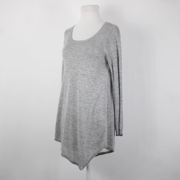 Joie Sz S Gray Silver Metallic Asymmetrical Round Neck Rayon Polyester Top