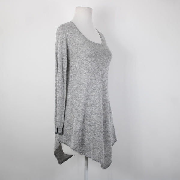 Joie Sz S Gray Silver Metallic Asymmetrical Round Neck Rayon Polyester Top