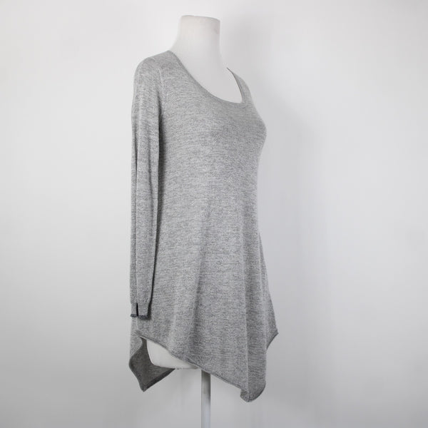 Joie Sz S Gray Silver Metallic Asymmetrical Round Neck Rayon Polyester Top