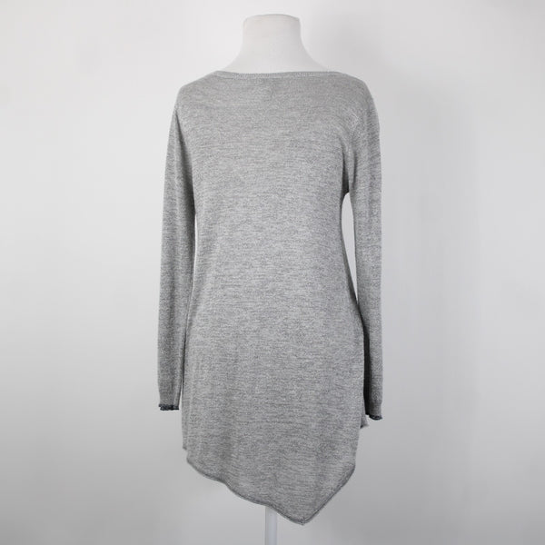 Joie Sz S Gray Silver Metallic Asymmetrical Round Neck Rayon Polyester Top