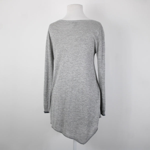 Joie Sz S Gray Silver Metallic Asymmetrical Round Neck Rayon Polyester Top