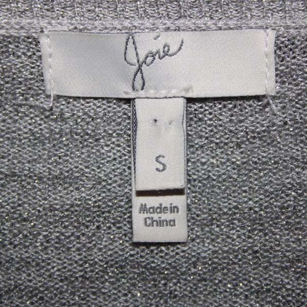 Joie Sz S Gray Silver Metallic Asymmetrical Round Neck Rayon Polyester Top