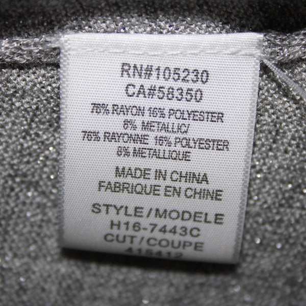 Joie Sz S Gray Silver Metallic Asymmetrical Round Neck Rayon Polyester Top