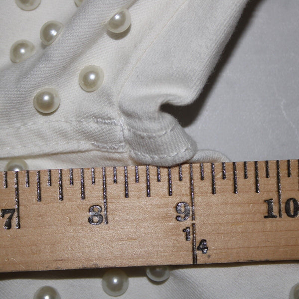 Cristina V Sz 6 x 28 White Faux Pearls Skinny Cotton Spandex AS IS Pant
