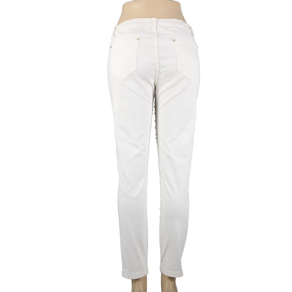 Cristina V Sz 6 x 28 White Faux Pearls Skinny Cotton Spandex AS IS Pant