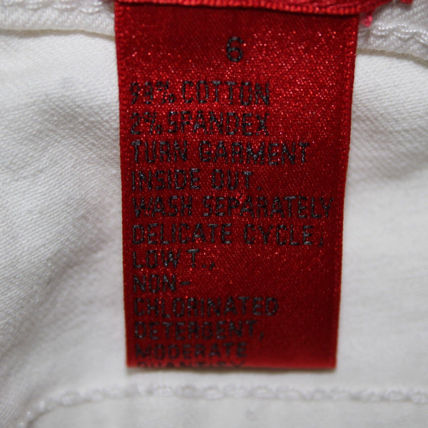 Cristina V Sz 6 x 28 White Faux Pearls Skinny Cotton Spandex AS IS Pant