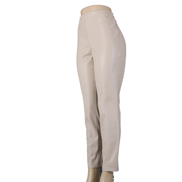 Marc New York Pant Sz M x 28 Cream Faux Leather Pull On 100% Polyurethane Pant