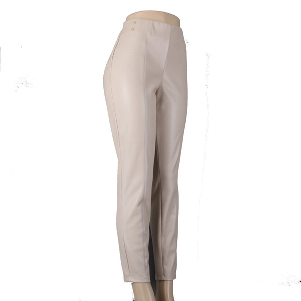 Marc New York Pant Sz M x 28 Cream Faux Leather Pull On 100% Polyurethane Pant