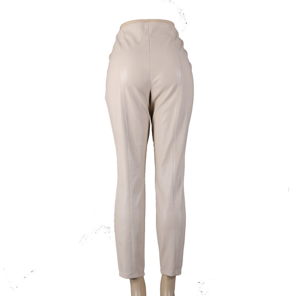 Marc New York Pant Sz M x 28 Cream Faux Leather Pull On 100% Polyurethane Pant