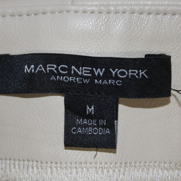 Marc New York Pant Sz M x 28 Cream Faux Leather Pull On 100% Polyurethane Pant
