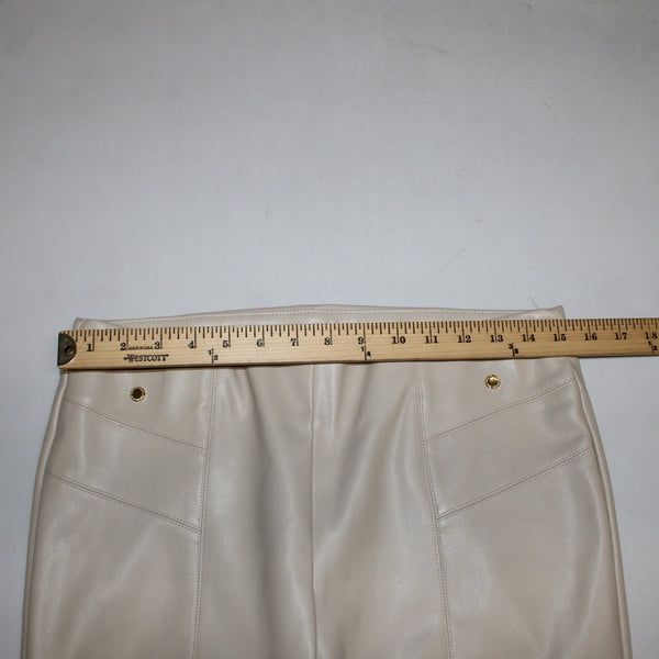 Marc New York Pant Sz M x 28 Cream Faux Leather Pull On 100% Polyurethane Pant