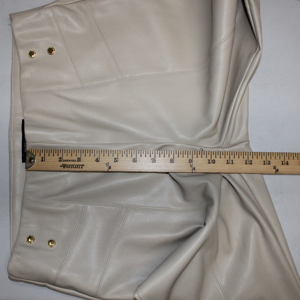 Marc New York Pant Sz M x 28 Cream Faux Leather Pull On 100% Polyurethane Pant