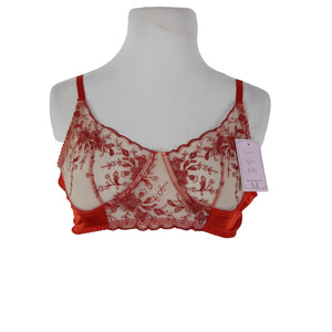 Empress Mimi NEW Sz M Red Cream Lace Polyamide Elastane Bralette