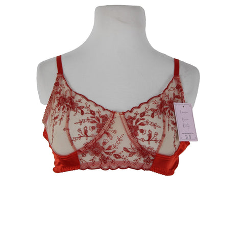 Empress Mimi NEW Sz M Red Cream Lace Polyamide Elastane Bralette