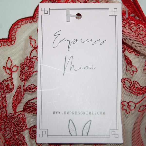 Empress Mimi NEW Sz M Red Cream Lace Polyamide Elastane Bralette