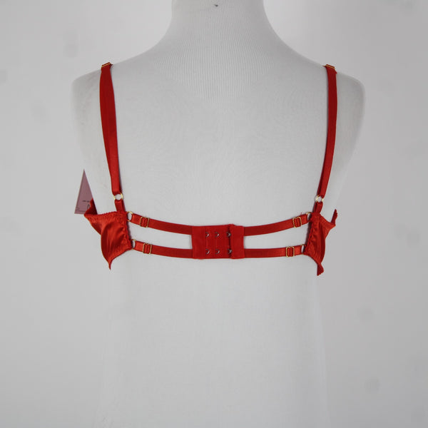 Empress Mimi NEW Sz M Red Cream Lace Polyamide Elastane Bralette