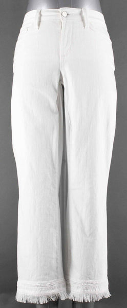 NYDJ Billie Sz 2 X 26 White Ankle Boot Embroidered Cotton Blend Crop Pant